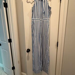J. Crew Blue and White Striped One Piece with Halter Neck